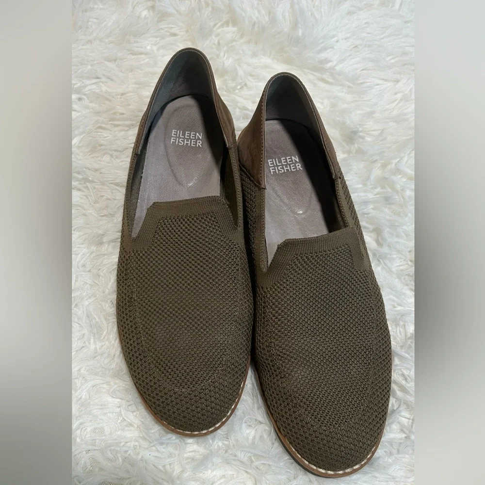 Loafers Eileen Fisher Lindy poly knit Loafer olive Women's size 8 - Picture 2 of 9